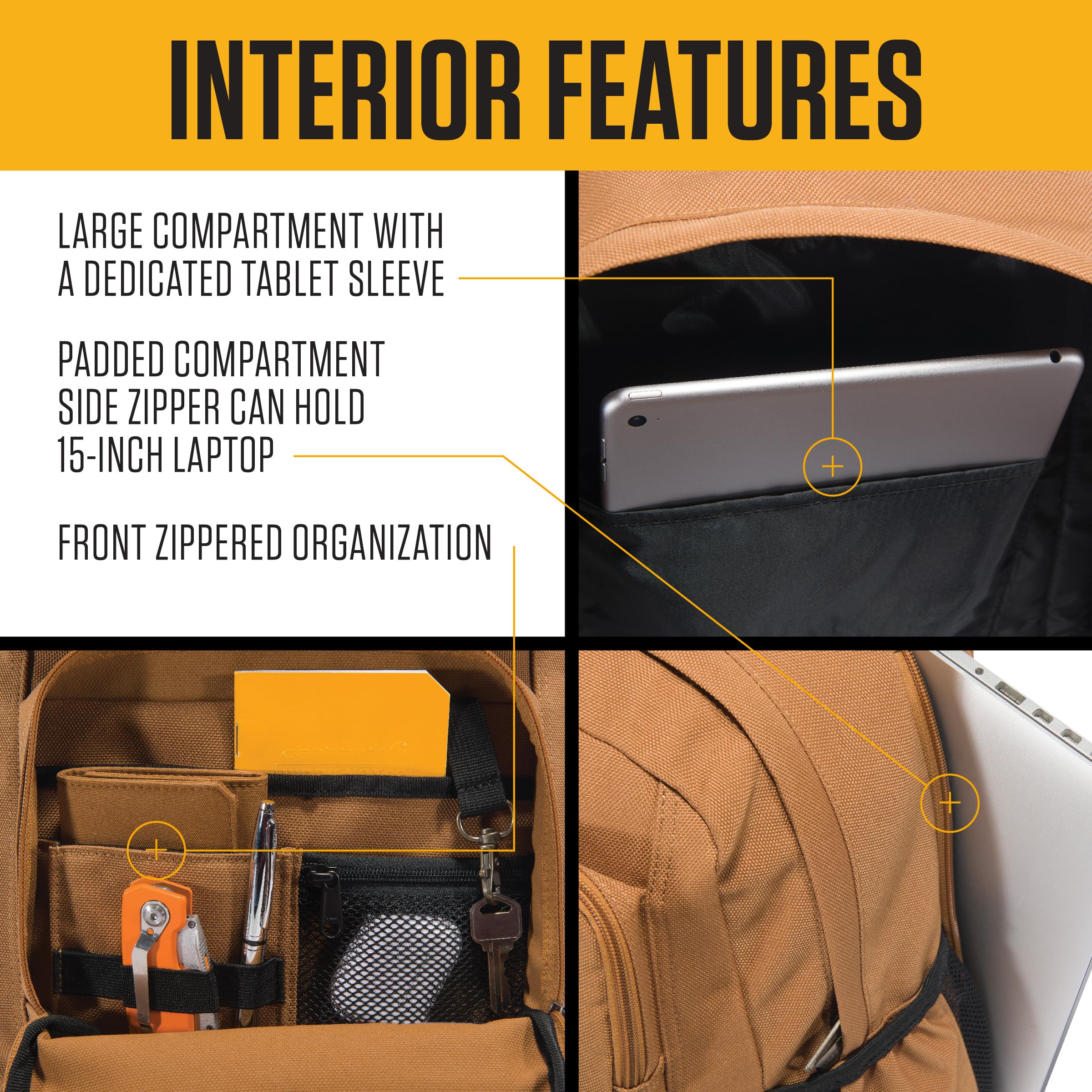 Carhartt 28L Dual-Compartment Backpack, Durable Pack with Laptop Sleeve and Duravax Abrasion Resistant Base, Navy - Image 3
