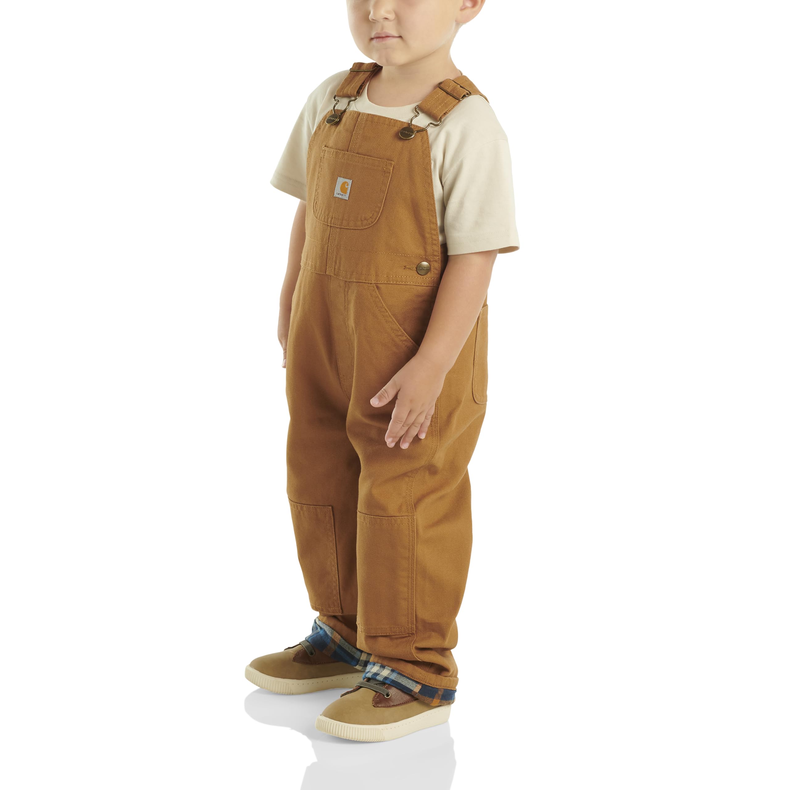 Carhartt Baby Boys' Washed Canvas Flannel Lined Bib Overall - Image 3