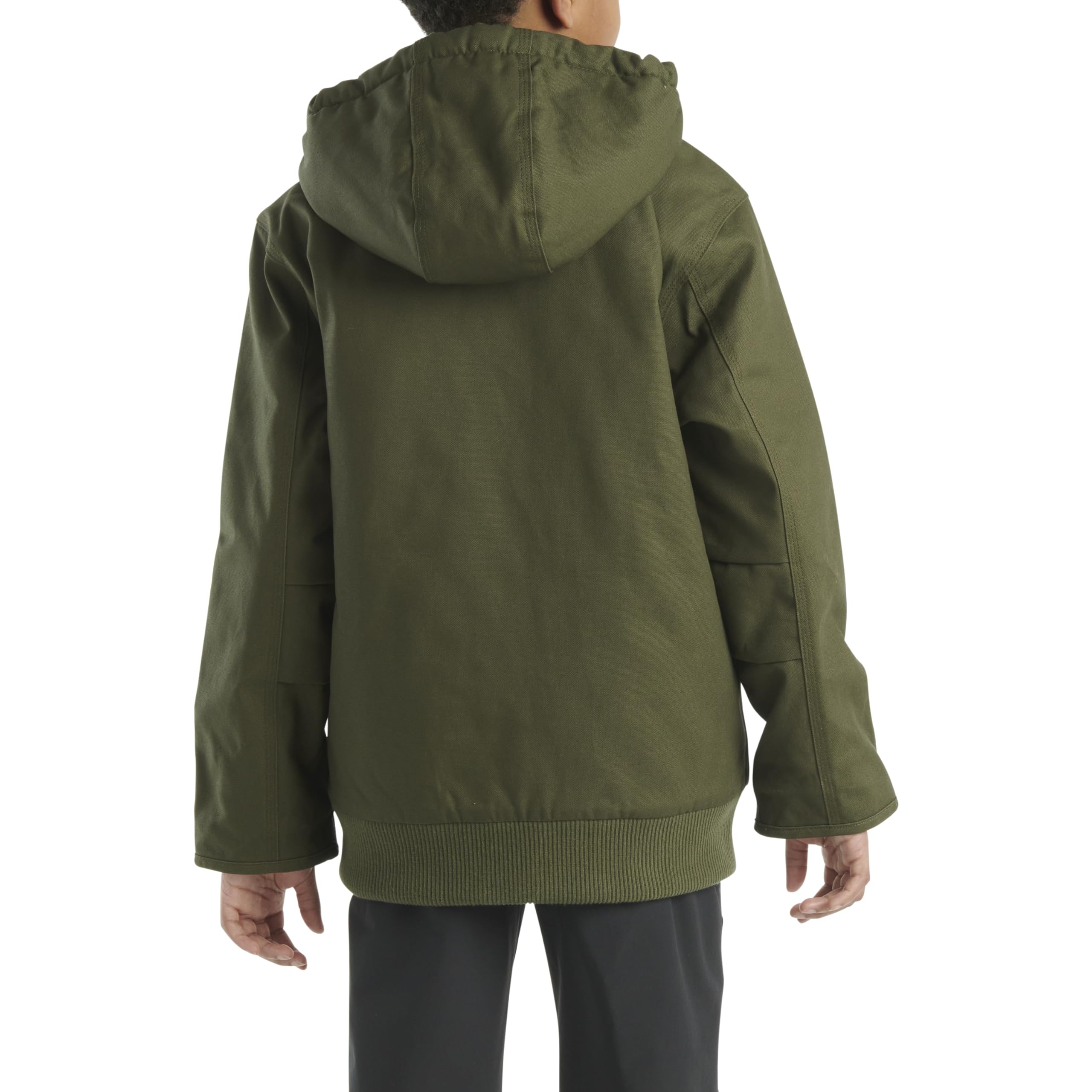 Carhartt Boys' Flannel-Lined Hooded Canvas Insulated Zip-Up Jacket - Image 4