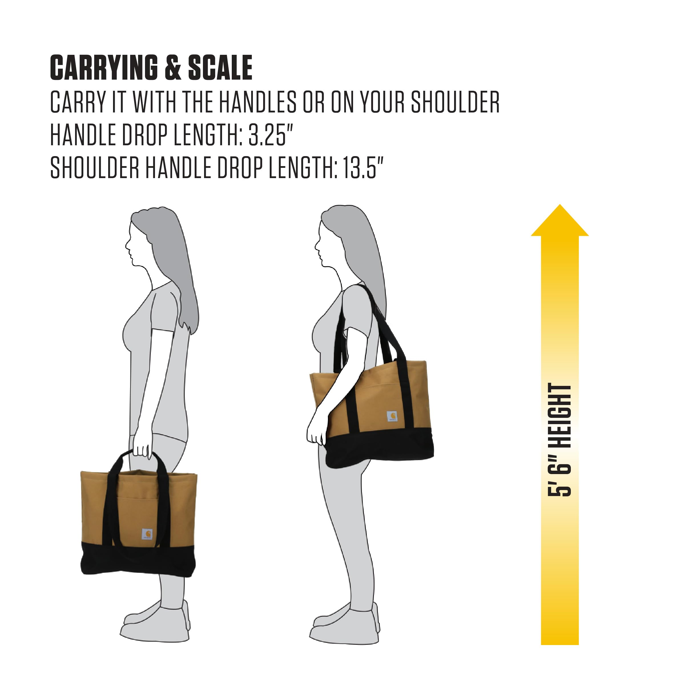 Carhartt Classic Vertical Open Tote Bag, Durable Water Repellent Material W/Hand and Shoulder Straps - Image 6