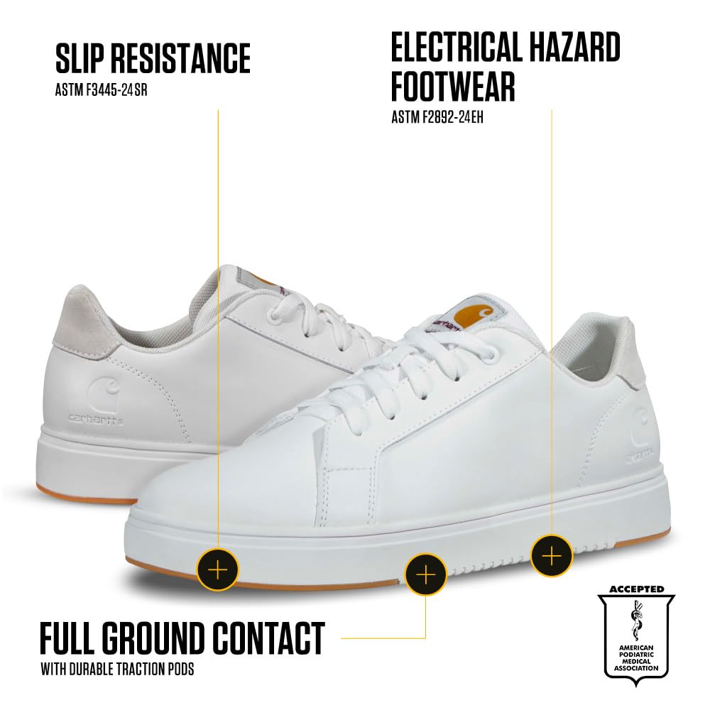 Carhartt Detroit Leather Sneakers for Men - Comfortable Shoes for Men with Wide Toe Box, Comfort Footbed and Midsole, and Slip-Resistant Outsole - Image 4