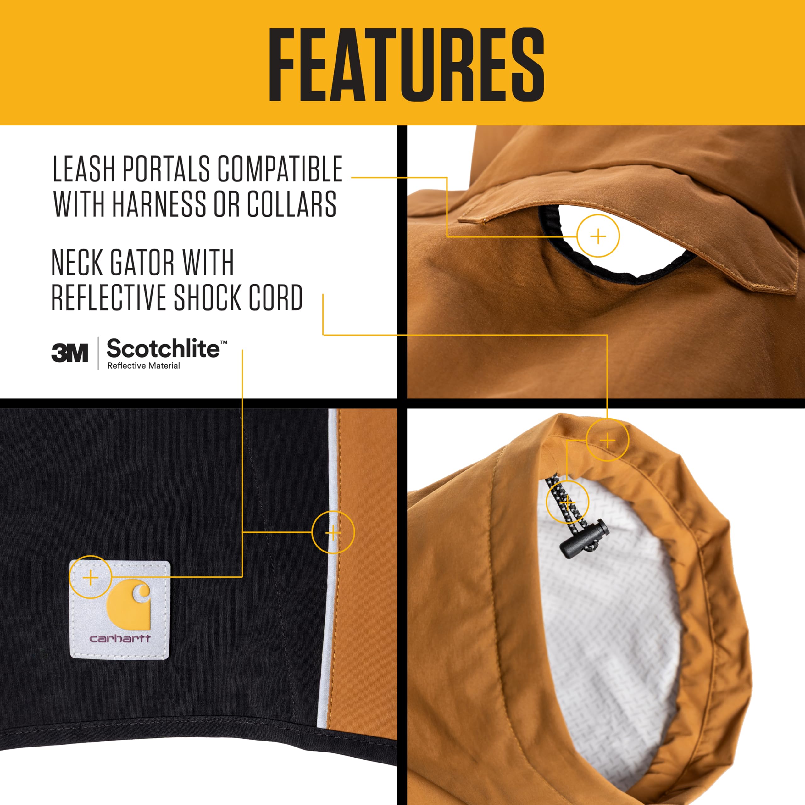 Carhartt Durable Dog Rain Jacket W/Waterproof Storm Defender Material and Adjustable Straps, Carhartt Brown/Black, Large - Image 3