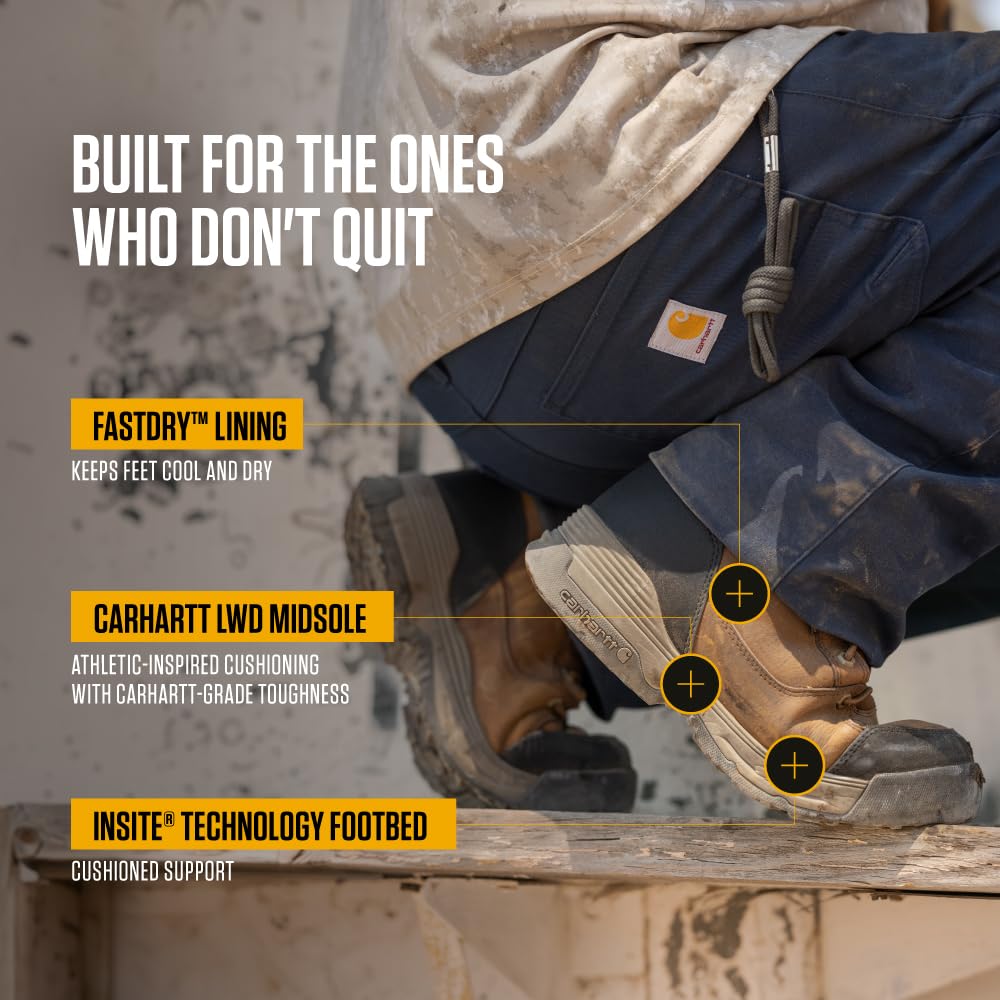 Carhartt Force HD 6" Soft Toe Work Boots for Men - Waterproof, Slip Resistant, Insite Cushioned, Electrical Hazard Rated - Image 6