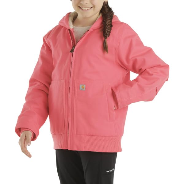Carhartt Girls Zip Front Flannel Quilt Lined Hooded Active Jac - Image 4