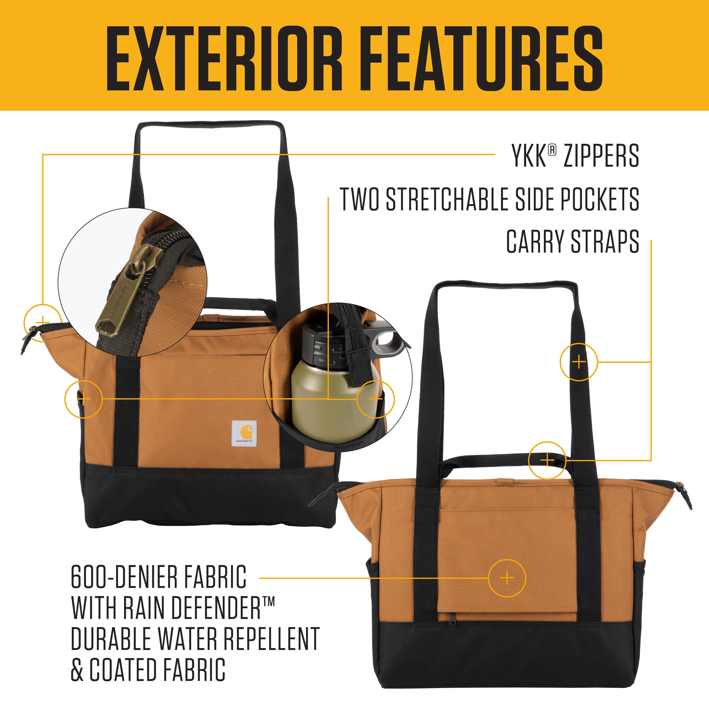 Carhartt Horizontal Zip Classic Laptop Tote Bag, Durable Water Repellent Material W/ 17" Tablet Sleeve - Image 3