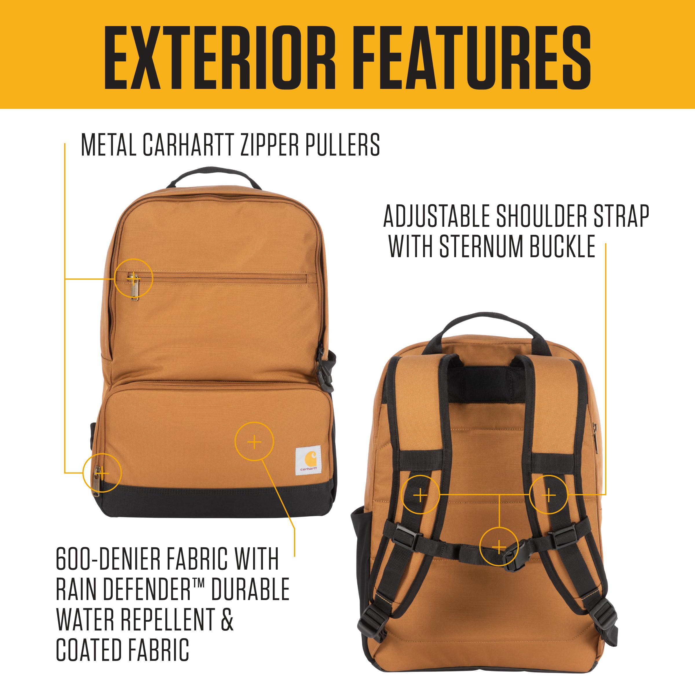 Carhartt Insulated Two Compartment Cooler, Durable Water Repellent Material W/Front Zippered Pocket for Camping, Beach & Travel - Image 3