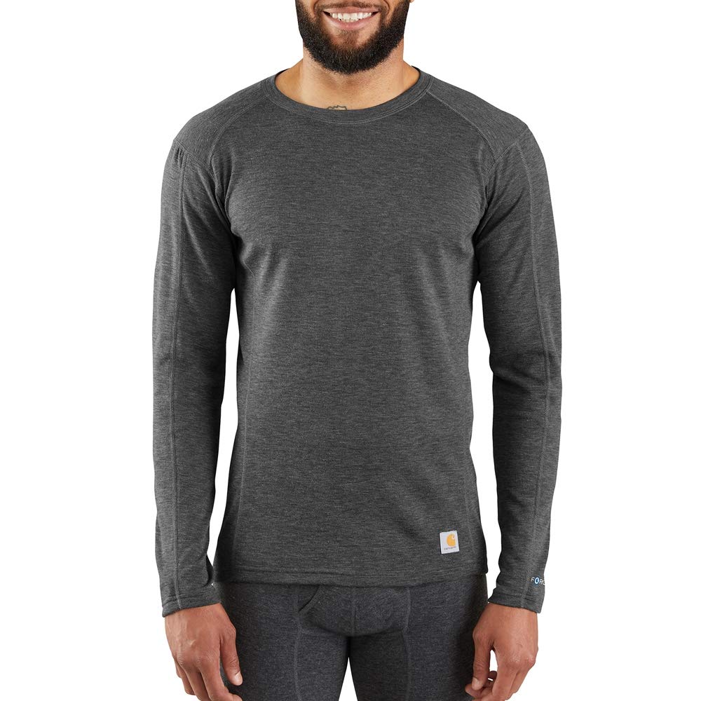 Carhartt Men's Force Midweight Synthetic-Merino Wool Blend Base Layer Crewneck Pocket Top - Image 3