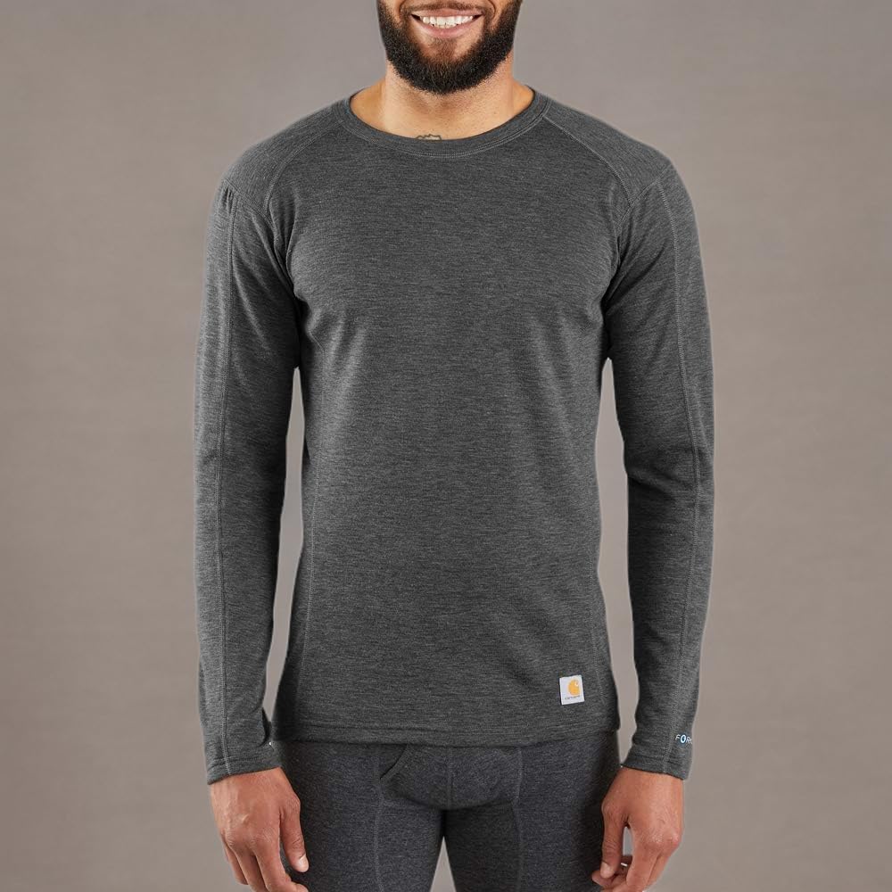 Carhartt Men's Force Midweight Synthetic-Merino Wool Blend Base Layer Crewneck Pocket Top - Image 4