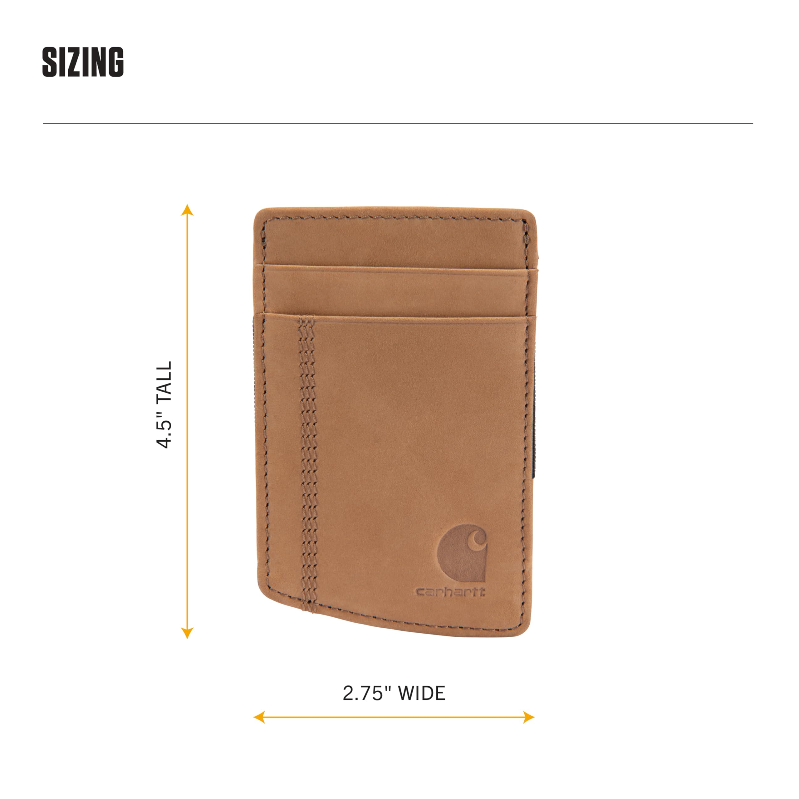 Carhartt Men’s Full Grain Saddle Leather Wallets, RFID Blocking Bifold, Trifold, and Front Pocket Options, Gifts for Men - Image 6
