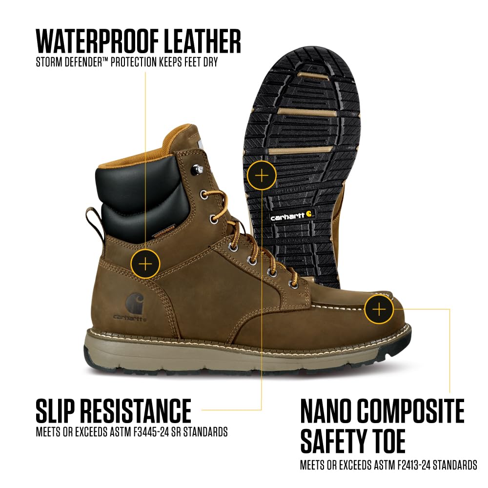 Carhartt Men's Millbrook 6" Waterproof Nano Toe Wedge Work Boot - Image 3