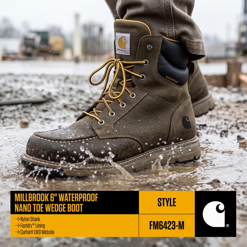 Carhartt Men's Millbrook 6" Waterproof Nano Toe Wedge Work Boot - Image 4
