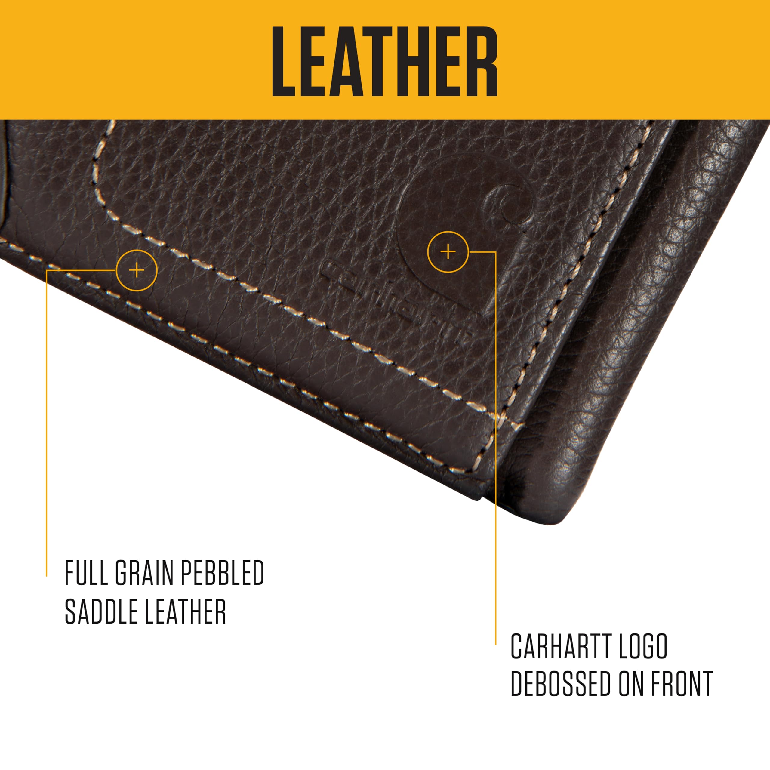 Carhartt Men’s Pebble Leather Full Grain Leather Wallets, Durable Design, Multiple Card Slots, Gifts for Men - Image 3