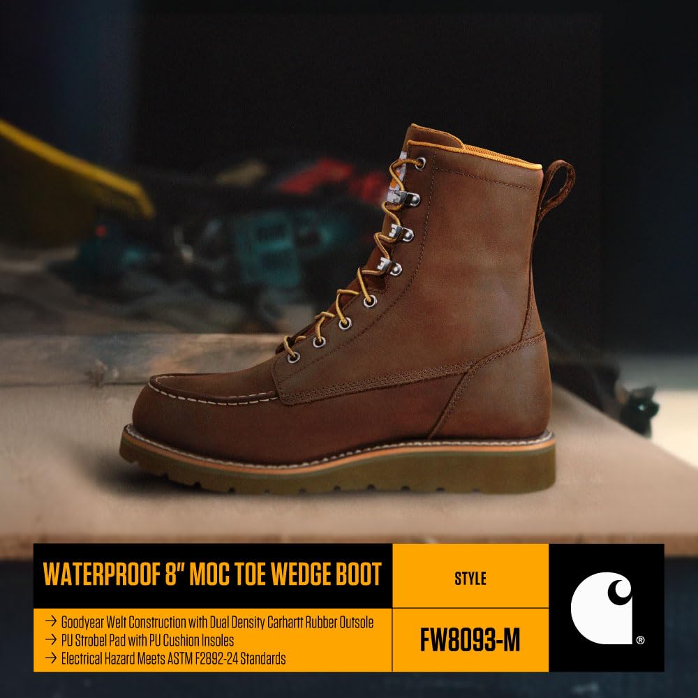 Carhartt Men's Waterproof 8-Inch Moc Soft Toe Wedge Work Boot with Slip-Resistant Outsole - Image 4