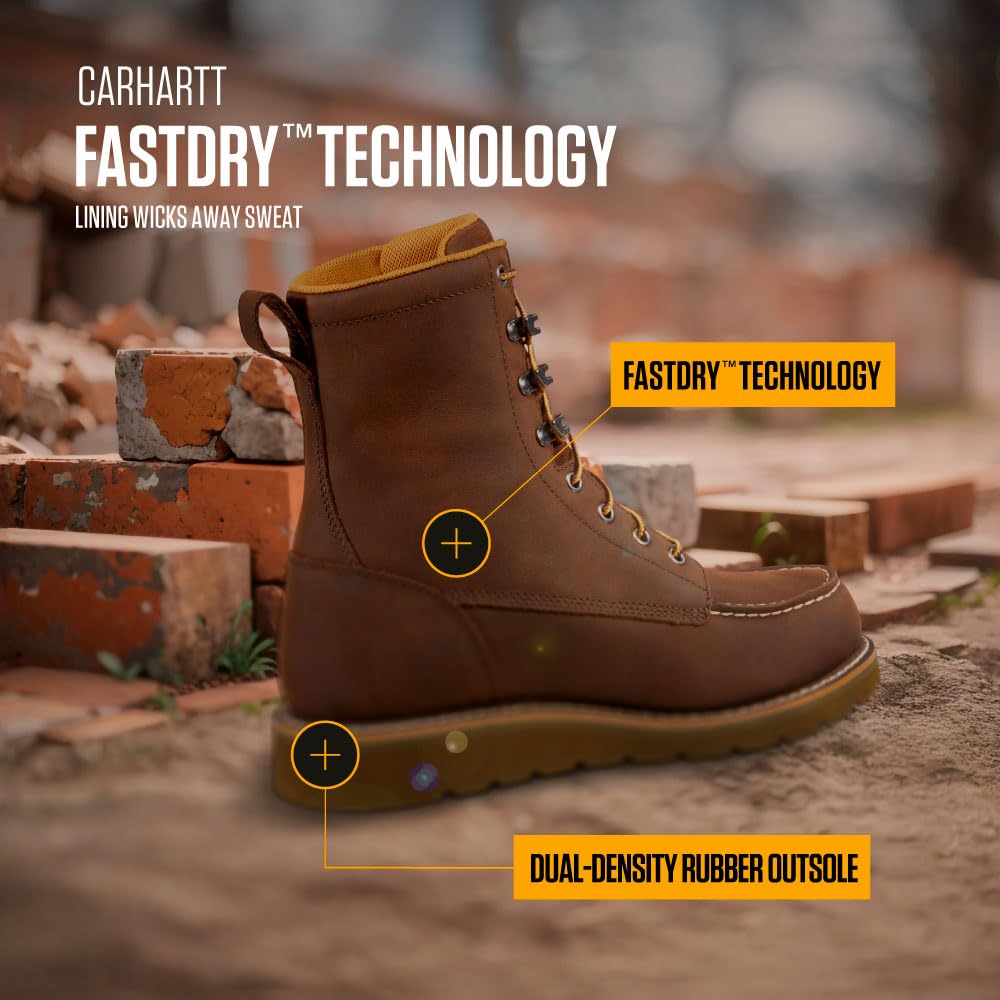 Carhartt Men's Waterproof 8-Inch Moc Soft Toe Wedge Work Boot with Slip-Resistant Outsole - Image 6