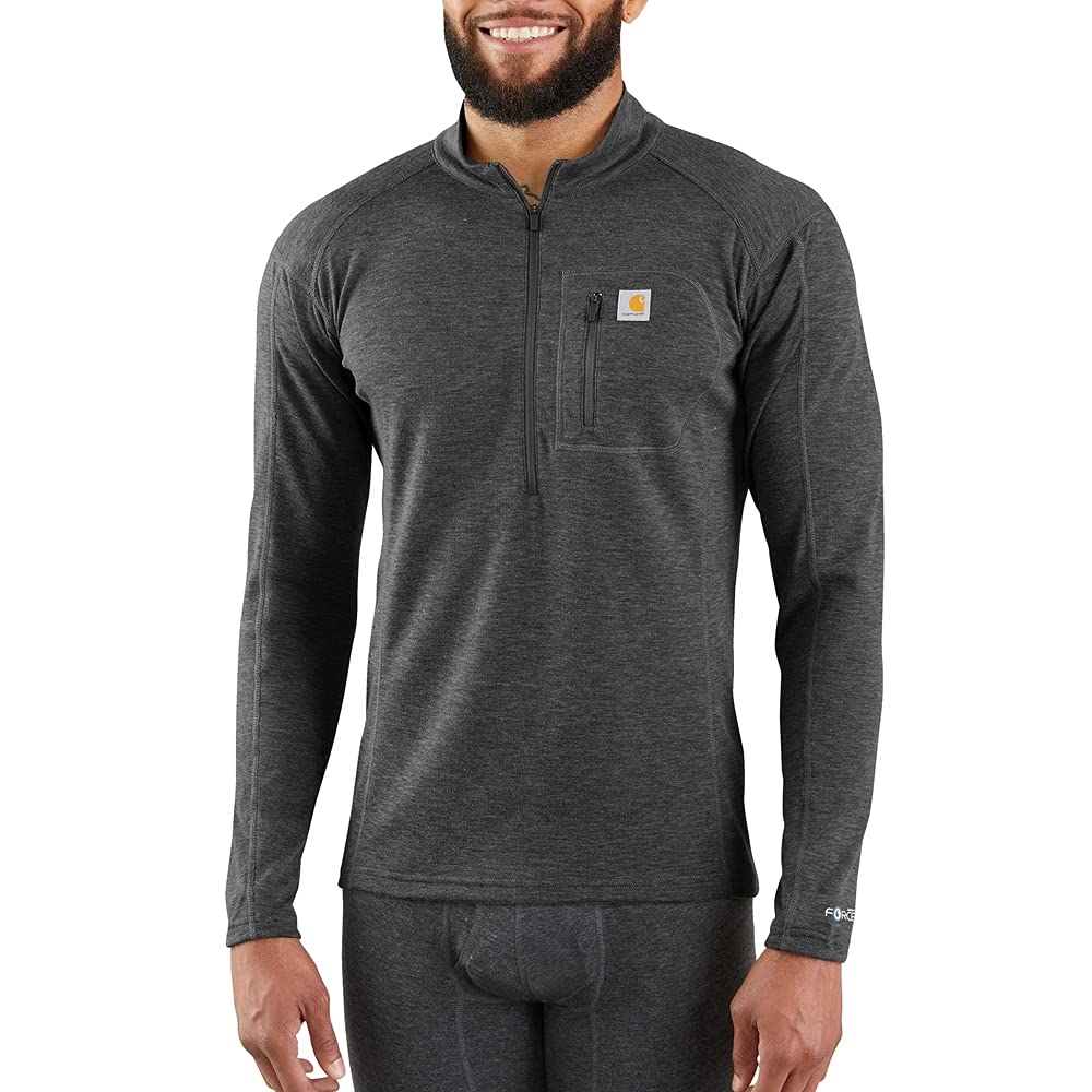 Carhartt Mens Force Midweight Synthetic-Wool Blend Base Layer Quarter-Zip Pocket Top - Image 3