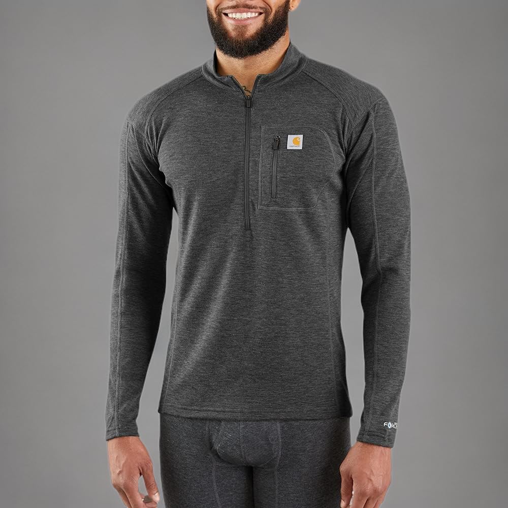 Carhartt Mens Force Midweight Synthetic-Wool Blend Base Layer Quarter-Zip Pocket Top - Image 4