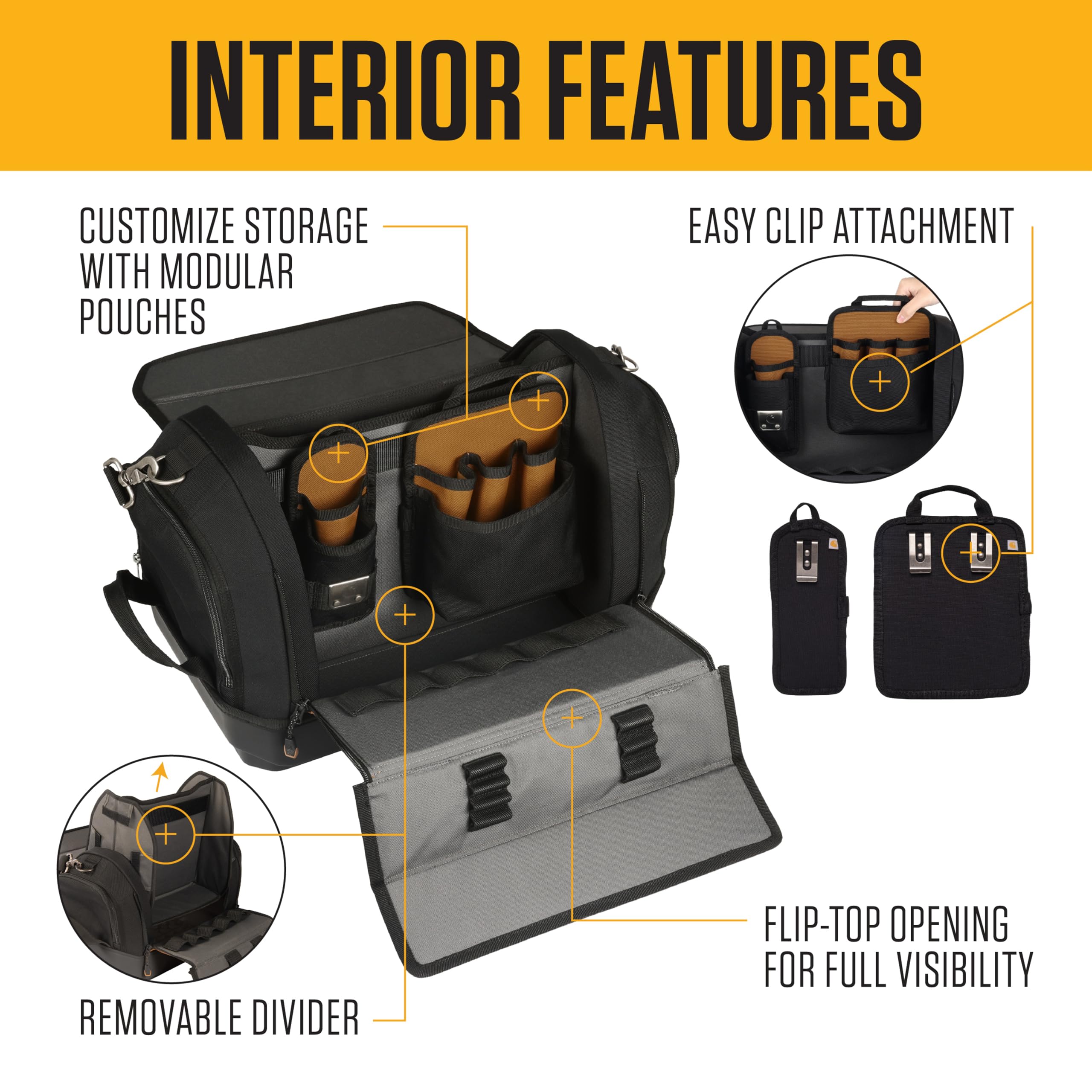 Carhartt Mens Station Tool Bag W/Adjustable Shoulder Straps, Durable, Water-Resistant Tool Organizer, Large Tool Bag - Image 5