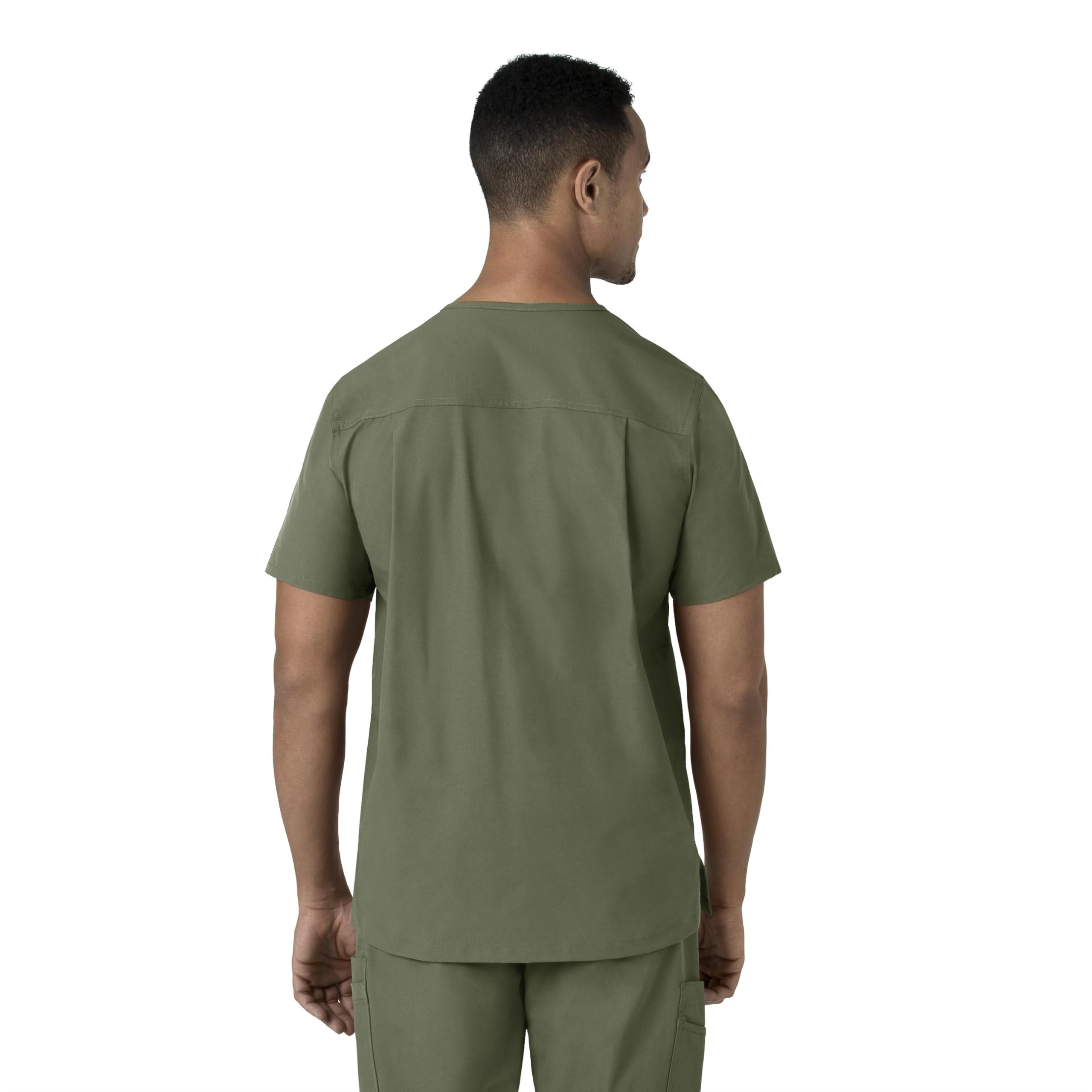 Carhartt Scrubs for Men, Force Essentials, V-Neck Shirttail Tops with 4 Pockets Olive - Image 4