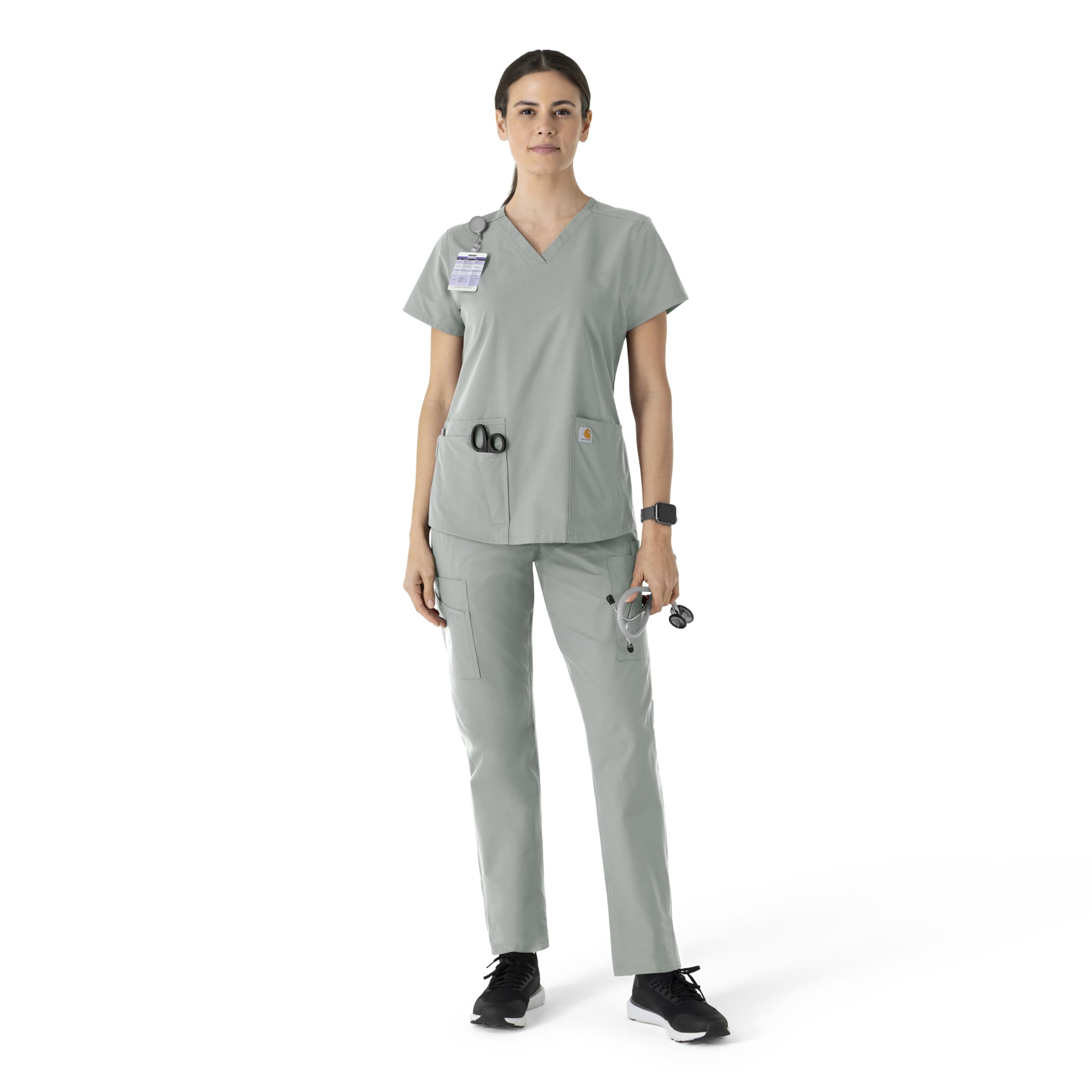 Carhartt Scrubs for Women, Force Essentials, V-Neck Tops with 5 Pockets - Image 4