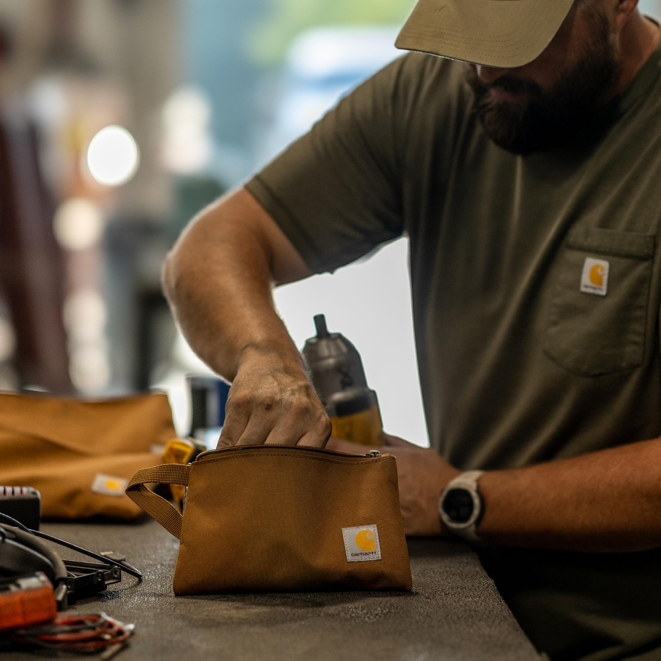 Carhartt Utility Zipper Pouch Set, Durable Water Repellent Organizers Sold in Sets of Three, Carhartt Brown - Image 5