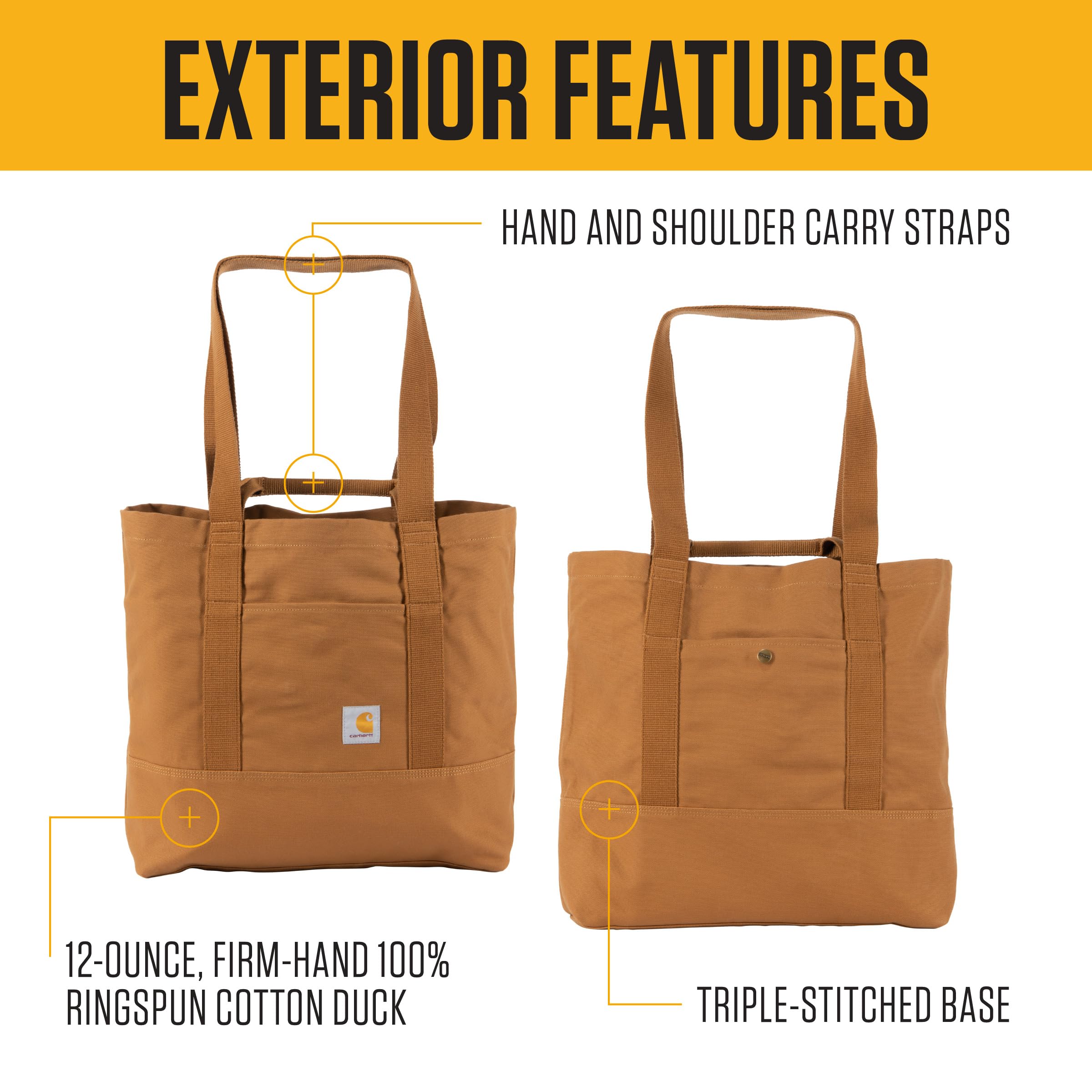 Carhartt Vertical 18L Firm Duck Tote Bag, Firm Duck Cotton Material W/Hand and Shoulder Straps - Image 4