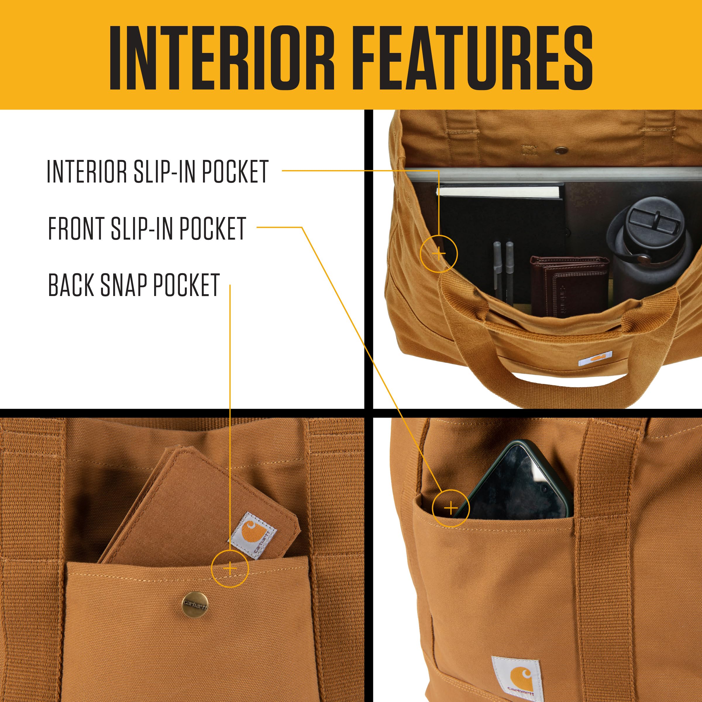 Carhartt Vertical 18L Firm Duck Tote Bag, Firm Duck Cotton Material W/Hand and Shoulder Straps - Image 5