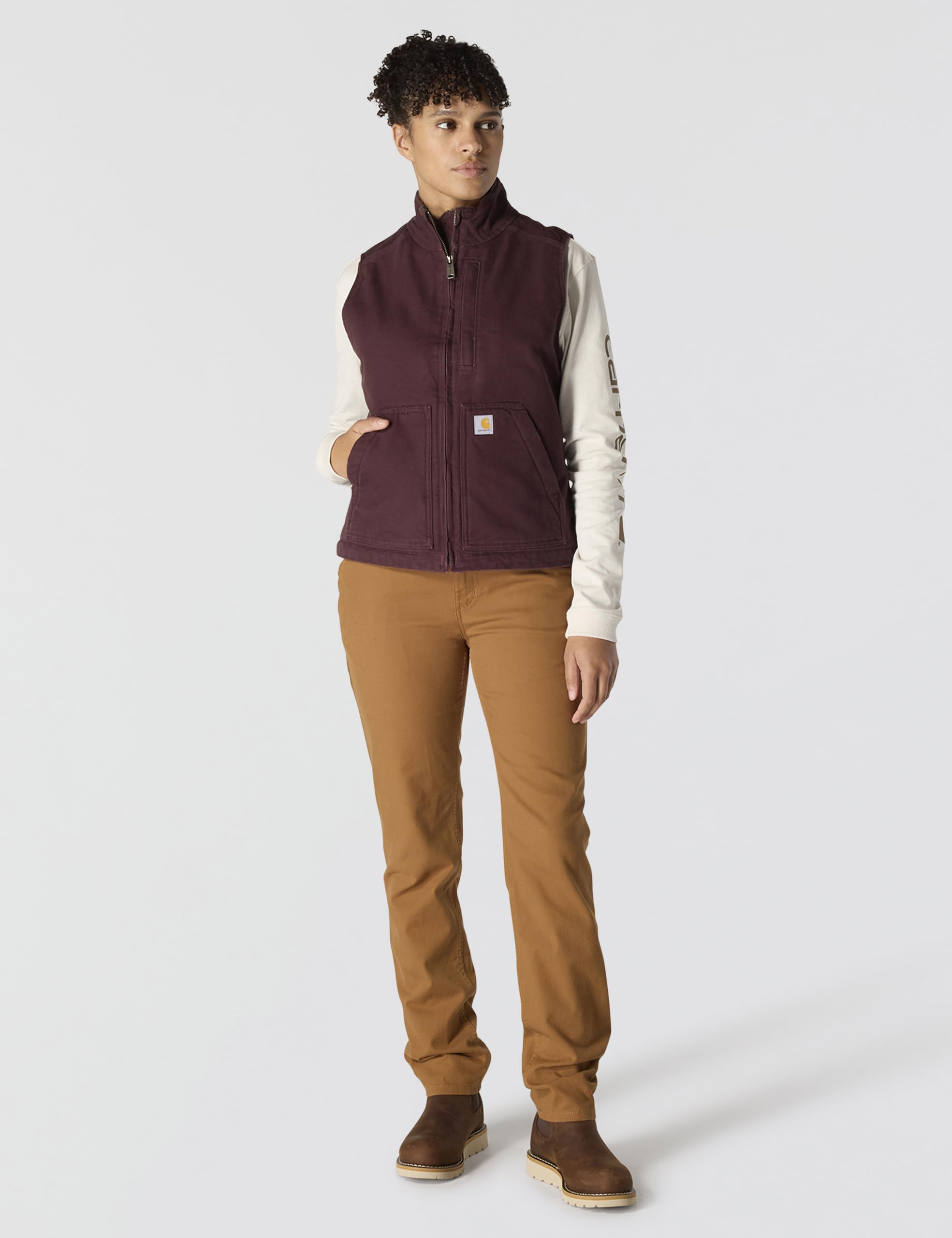 Carhartt Women's Washed Duck Mock Neck Vest - Image 3